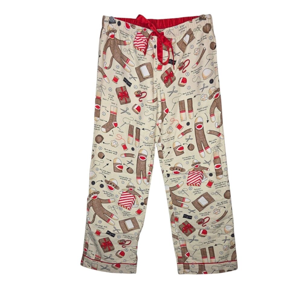 Nick & Nora Sock Monkey Flannel Pajama Pants Women's Size S